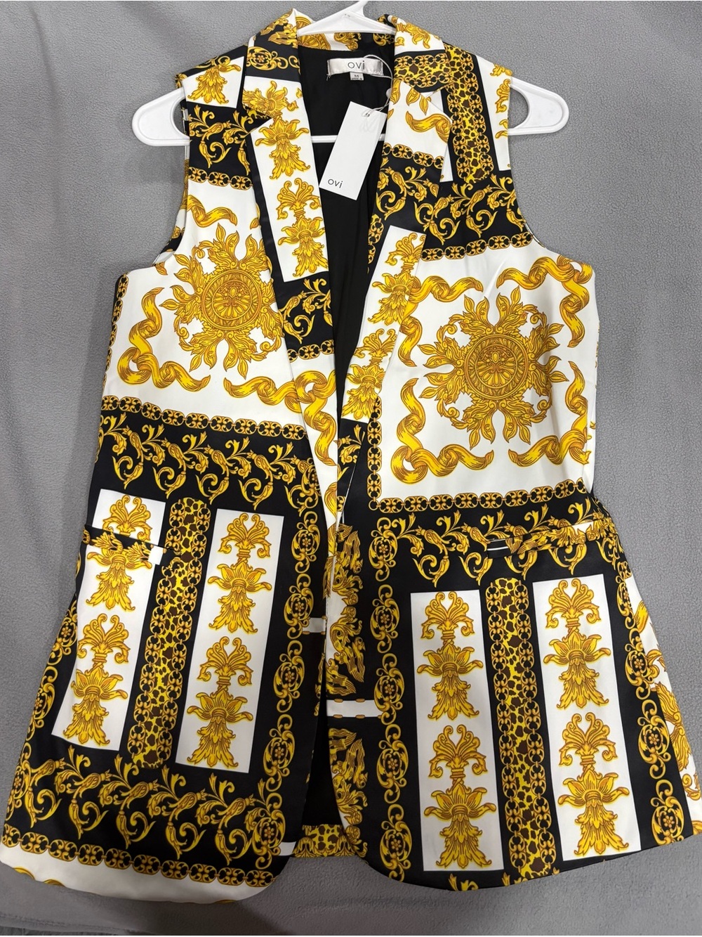 Ovi Black, White & Gold Baroque Sleeveless Vest